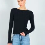 BİSİKLET YAKA FİTİLLİ VİSKON TRİKO - SİYAH