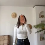 BİSİKLET YAKA GOLD ÇITÇITLI UZUN KOL PAMUK BLUZ - EKRU