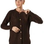 BİSİKLET YAKA GOLD DÜĞME HIRKA - KAHVE