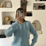 BİSİKLET YAKA GOLD DÜĞME VİSKON KARIŞIM HIRKA - BEBE MAVİ