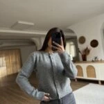 BİSİKLET YAKA GOLD DÜĞME YÜN KARIŞIM HIRKA - GRİ