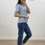 BİSİKLET YAKA KISA KOL BASİC TİŞÖRT - MAVİ