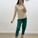 BİSİKLET YAKA KISA KOL BASİC TİŞÖRT - AÇIK BEJ