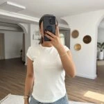 BİSİKLET YAKA KOL DİKİŞ DETAY PAMUK TİŞÖRT - EKRU