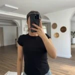 BİSİKLET YAKA KOL DİKİŞ DETAY PAMUK TİŞÖRT - SİYAH