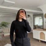 BİSİKLET YAKA KOL DROP VİSKON TRİKO - SİYAH