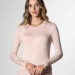 BİSİKLET YAKA KOL ORTASI DROPLU - PEMBE MELANJ