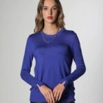 BİSİKLET YAKA MANŞET ÇITÇITLI TRİKO - SAKS