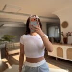 BİSİKLET YAKA MODAL CROP - BEYAZ