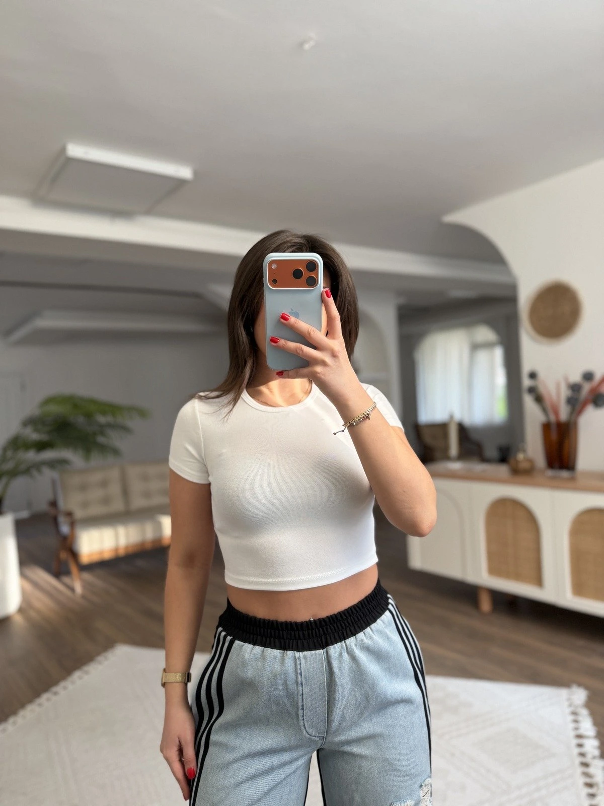 BİSİKLET YAKA MODAL CROP - EKRU - Görsel 1