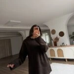 BİSİKLET YAKA SALAŞ KAZAK - KOYU KAHVE