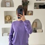 BİSİKLET YAKA ŞERİT AJURLU VİSKON KAZAK - MOR