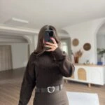 BİSİKLET YAKA SUZENİLİ SALAŞ KAZAK - KOYU KAHVE