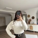 BİSİKLET YAKA SUZENİLİ SALAŞ KAZAK - KREM