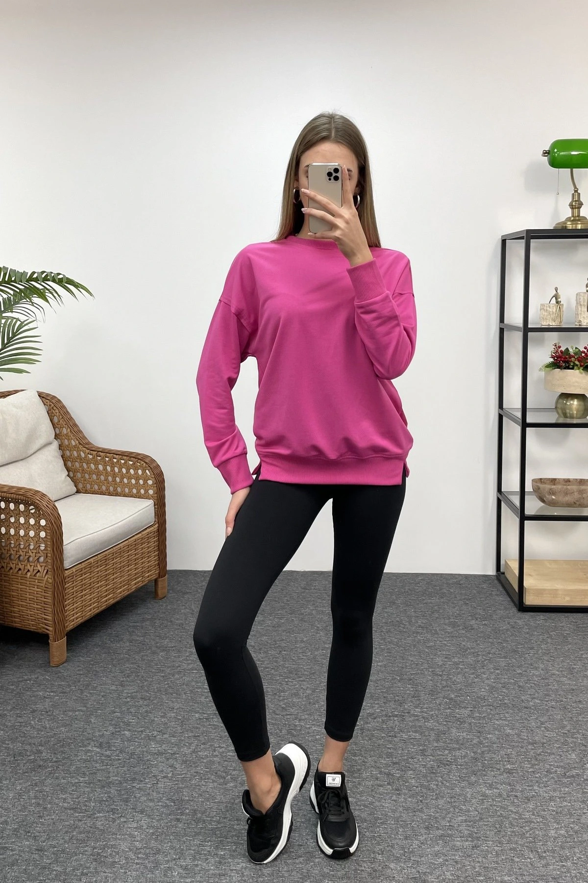 BİSİKLET YAKA SWEAT - FUŞYA - Görsel 1