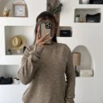 BİSİKLET YAKA VİSKON LİKRALI BASİC KAZAK - CAMEL