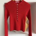 BİSİKLET YAKA YARI PATLI FİTİLLİ VİSKON KAZAK - KIRMIZI