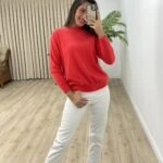 BİSİKLET YAKA YUMOŞ KAZAK - KIRMIZI