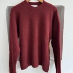 BİSİKLET YAKA YUMUŞAK DOKU YÜN KARIŞIMLI DÜŞÜK OMUZ KAZAK - BORDO