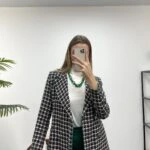 BİYELİ ŞANEL DÖRT DÜĞME CEKET - YEŞİL