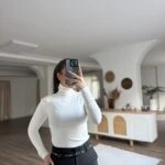 BOĞAZLI UZUN KOL VİSKON BLUZ - EKRU