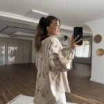 BONCUK İŞLEME SALAŞ TENSEL KİMONO - BEJ