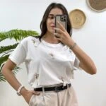 BONCUK PÜSKÜL DETAY TİŞÖRT - BEYAZ