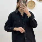 BOYFREND TEK CEP PAMUK GÖMLEK - SİYAH