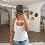 BOYUN ASKILI ETEK YAN YIRTMAÇ POLİAMİD ATLET - BEYAZ