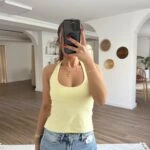 BOYUN ASKILI ETEK YAN YIRTMAÇ POLİAMİD ATLET - SARI