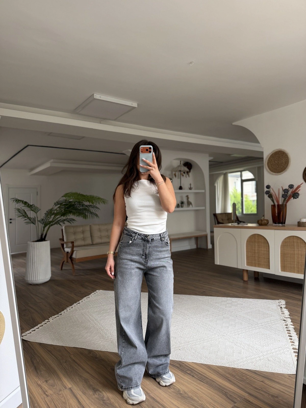 BÜYÜK BEDEN CEP PENS DİKİŞ WİDELEG LİKRALI JEAN - GRİ - Görsel 1