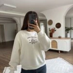 CAPTAİNS YAZI NAKIŞ ŞARDONLU PAMUK SWEAT - EKRU