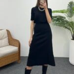 ÇELİK ÖRGÜ TRİKO ETEK - SİYAH