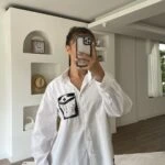 CEP BONCUK DETAY PAMUK KARIŞIMLI GÖMLEK - BEYAZ