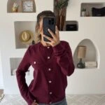 CEP GÖRÜNÜMLÜ SİLVER DÜĞMELİ UZUN KOL VİSKON HIRKA - BORDO