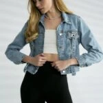 CEP PARÇALI TAŞLI KOT CEKET - AÇIK MAVİ