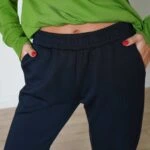 CEPLİ BEL VE BİLEK LASTİKLİ MODAL VİSKON EŞOFMAN - SİYAH