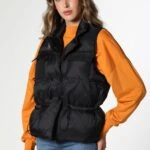 CEPLİ BELİ LASTİKLİ ŞİŞME YELEK - SİYAH