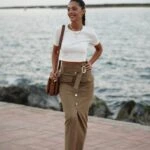 CEPLİ GOLD DÜĞME MİDİ BOY KUŞAKLI ETEK - TABA