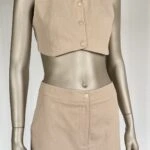 CEPLİ PAMUK KISA ŞORT - BEJ