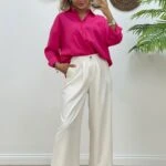 CEPLİ VİSKON PALAZZO PANTOLON - KREM