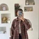 CEPLİ YAKALI EKOSE PAMUK CEKET - KAHVE