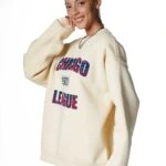 CHİCAGO YAZI BİSİKLET YAKA SALAŞ SWEAT - BEJ