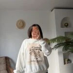 ÇİÇEK BASKI PAMUK SALAŞ SWEAT - EKRU