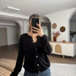 ÇİÇEK DESEN DOKUMA GOLD DÜĞME VİSKON HIRKA - SİYAH