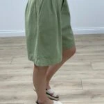 ÇİFT CEP ARKA BEL LASTİK PAMUK ŞORT - AÇIK HAKİ