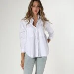 ÇİFT CEP ARKA DÜĞMELİ GÖMLEK - BEYAZ