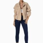 ÇİFT CEP DİK YAKA BEL BÜZGÜ KISA TRENÇ - A.CAMEL