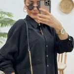 ÇİFT CEP DOKUMA DESEN GÖMLEK - SİYAH