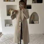 ÇİFT DÜĞME ASTARLI MİDİ KAŞE KABAN - TAŞ